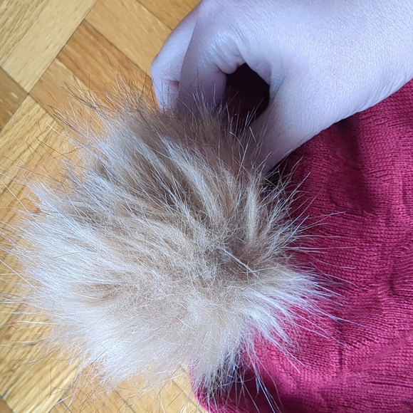 Coach Red Winter Logo Hat with Pom Pom - Picture 6 of 11